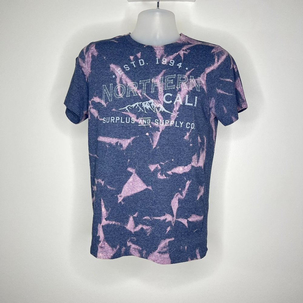 Blue and purple Northern Cali men's acid wash short sleeve shirt